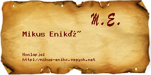 Mikus Enikő névjegykártya